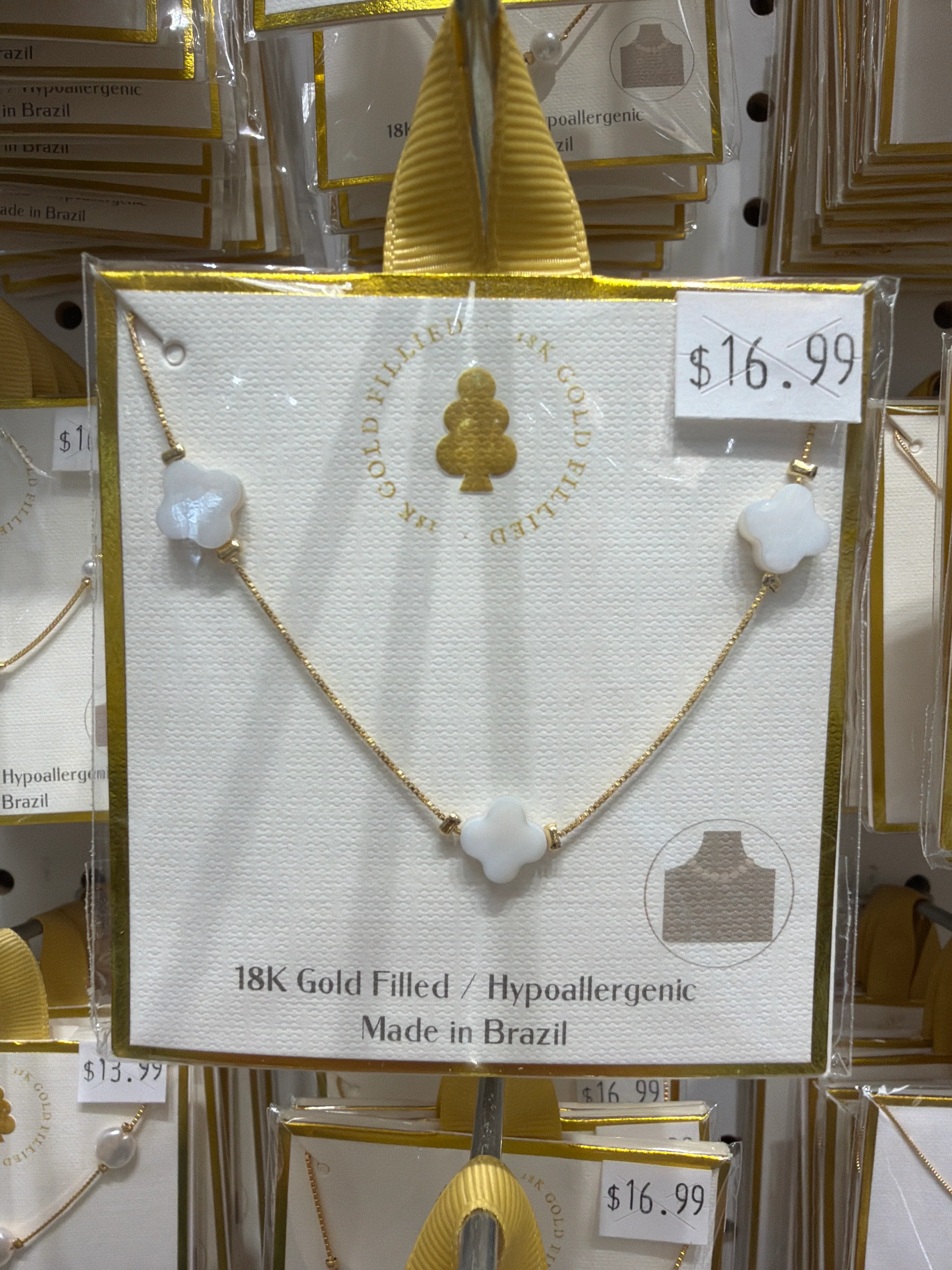 18K Gold Filled Clover Necklace